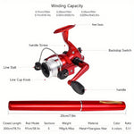 Fishing Set (1 Rod + 1 Wheel) - Pen Shape, Equipped with Spinning Wheel,