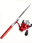 Fishing Set (1 Rod + 1 Wheel) - Pen Shape, Equipped with Spinning Wheel,