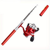 Fishing Set (1 Rod + 1 Wheel) - Pen Shape, Equipped with Spinning Wheel,