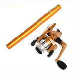 Fishing Set (1 Rod + 1 Wheel) - Pen Shape, Equipped with Spinning Wheel,