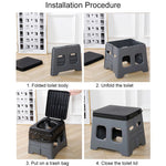 Portable Folding Toilet with Lid Foldable Outdoor Camp