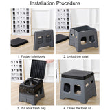 Portable Folding Toilet with Lid Foldable Outdoor Camp