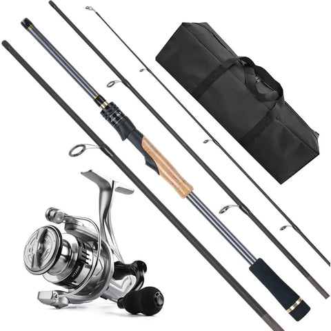 4Piece Carbon Fiber Spinning Rod and Reel Combo
