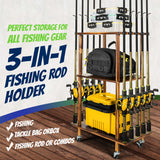 Fishing 10 Rods Rack 3 Tier Fishing Storage Rack