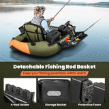 Inflatable Float Tube, Fishing Belly Boat with Fish Ruler, Pump, Storage Bag, Adjustable Straps, Fishing Float Tube for Angling