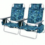 2-Pack Folding Backpack Beach Chair 5-Position Outdoor