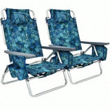 2-Pack Folding Backpack Beach Chair 5-Position Outdoor