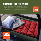 50F Warm Weather Sleeping Bag Compact Lightweight Camping