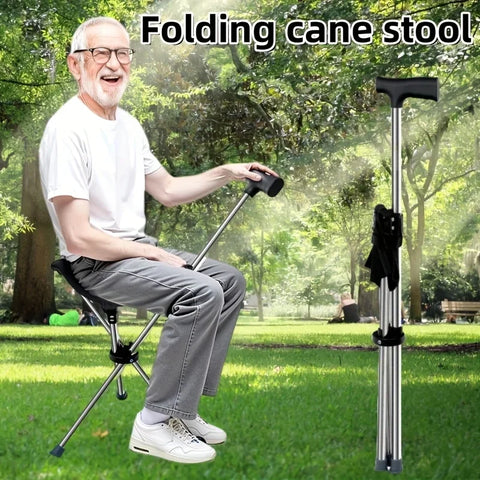 2-in-1 Folding Cane and Chair Foldable