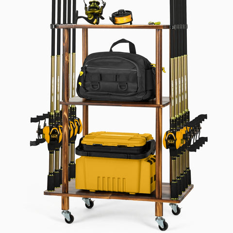 Fishing 10 Rods Rack 3 Tier Fishing Storage Rack