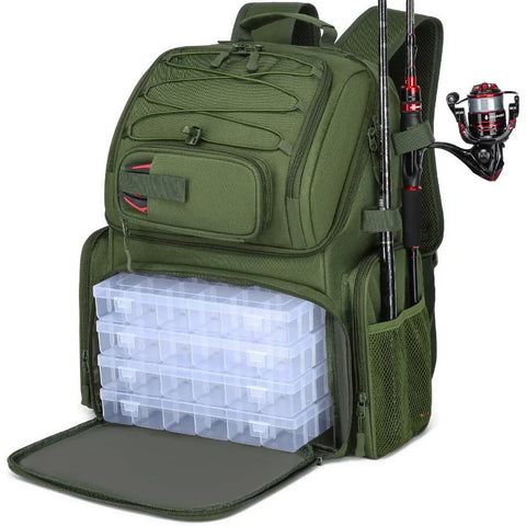 HAMBOLY Fishing Backpack with Tackle Boxes 50L
