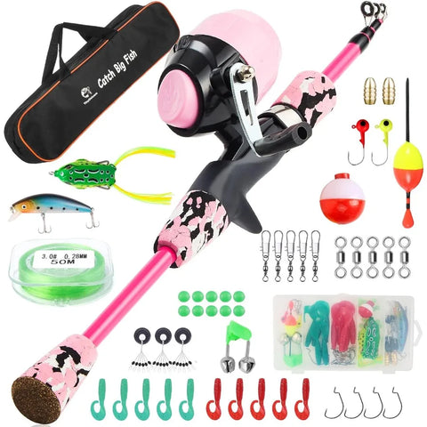 Portable Telescopic Fishing Rod and Reel Combo Full Kit Set