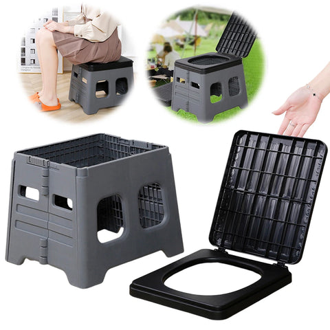 Portable Folding Toilet with Lid Foldable Outdoor Camp