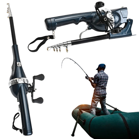 1Set Portable Folding Fishing Rod Telescopic Stainless and Reel