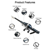 Folding Fishing Pole Telescopic Travel Rods with Reel